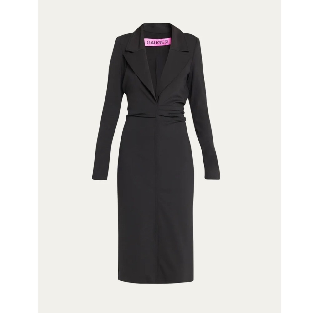 Gauge81 Moata Black Long‎ Sleeve Blazer Dress Midi Ruched Waist Size M NWT